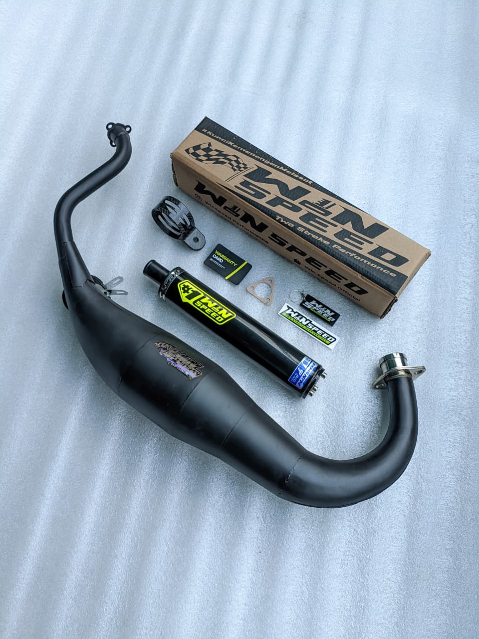 Fullsystem Silencers Aluminium Black Powder Coated Endcap CNC , Exhaust Chamber Super Cobra, Clearcoated Mild Steel Black Coating, KR150, KRR150, KRR150ZX, Serpico - Image 2