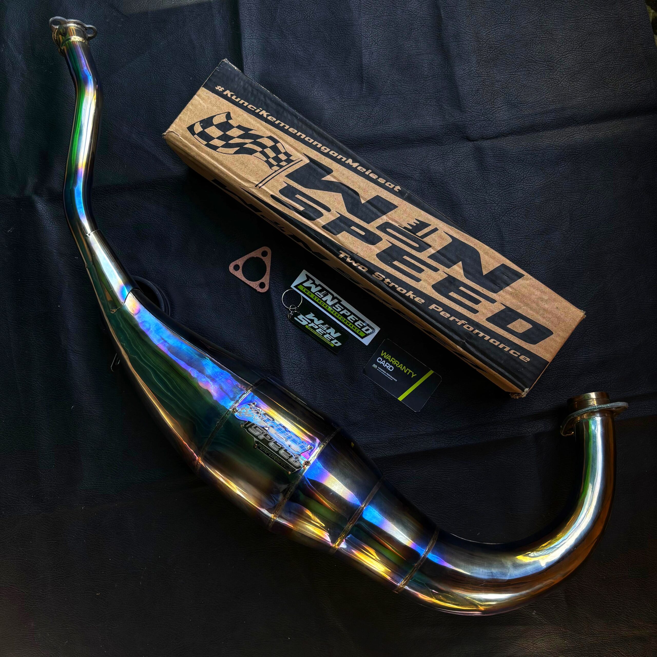 Set, Exhaust Chamber Semi Cobra / Super Cobra, Stainless Half Blue , KR150, KRR150, KRR150ZX, Serpico