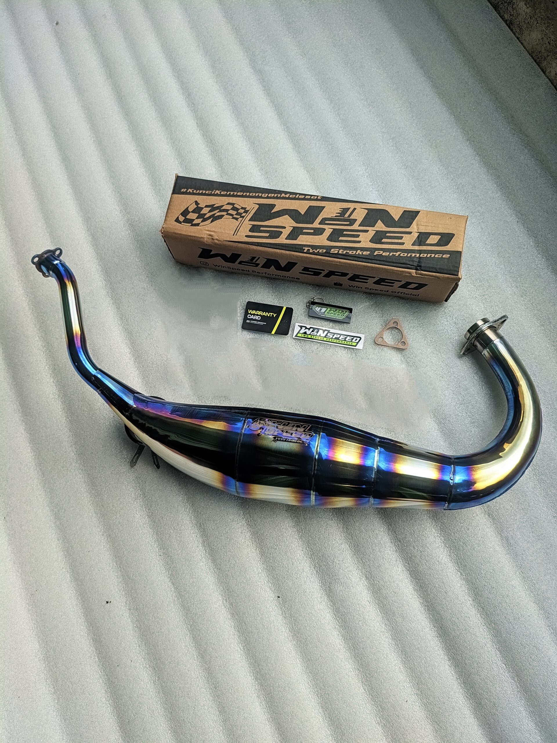 Set, Exhaust Chamber Semi Cobra / Super Cobra, Stainless Half Blue , KR150, KRR150, KRR150ZX, Serpico