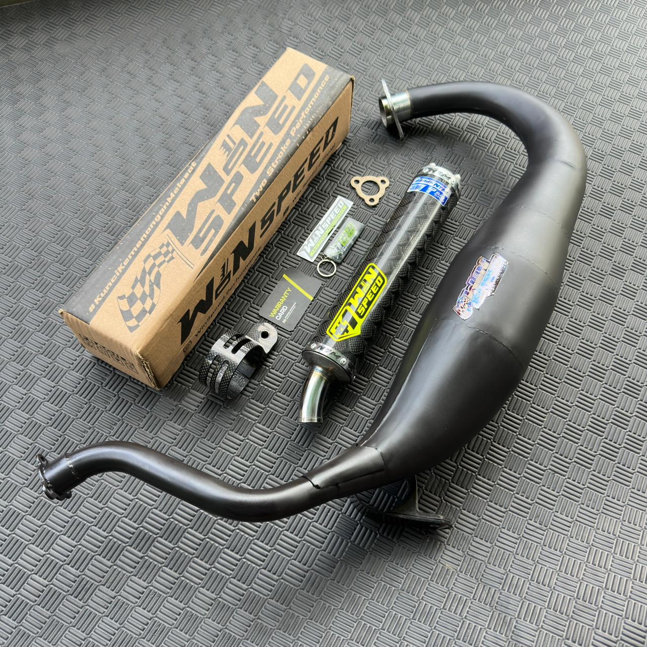 Fullsystem Silencers Carbon Jaguar & Lightning , Exhaust Chamber Super Cobra, Clearcoated Mild Steel Black Coating, KR150, KRR150, KRR150ZX, Serpico - Image 3