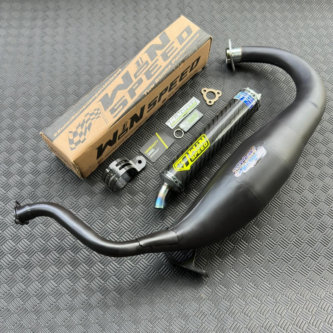 Fullsystem Silencers Carbon Jaguar & Lightning , Exhaust Chamber Super Cobra, Clearcoated Mild Steel Black Coating, KR150, KRR150, KRR150ZX, Serpico - Image 4