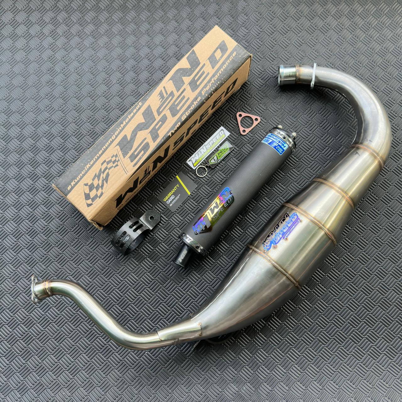 Fullsystem Silencers Carbon Plain Doff , Exhaust Chamber Super Cobra, Stainless Press , KR150, KRR150, KRR150ZX, Serpico - Image 2