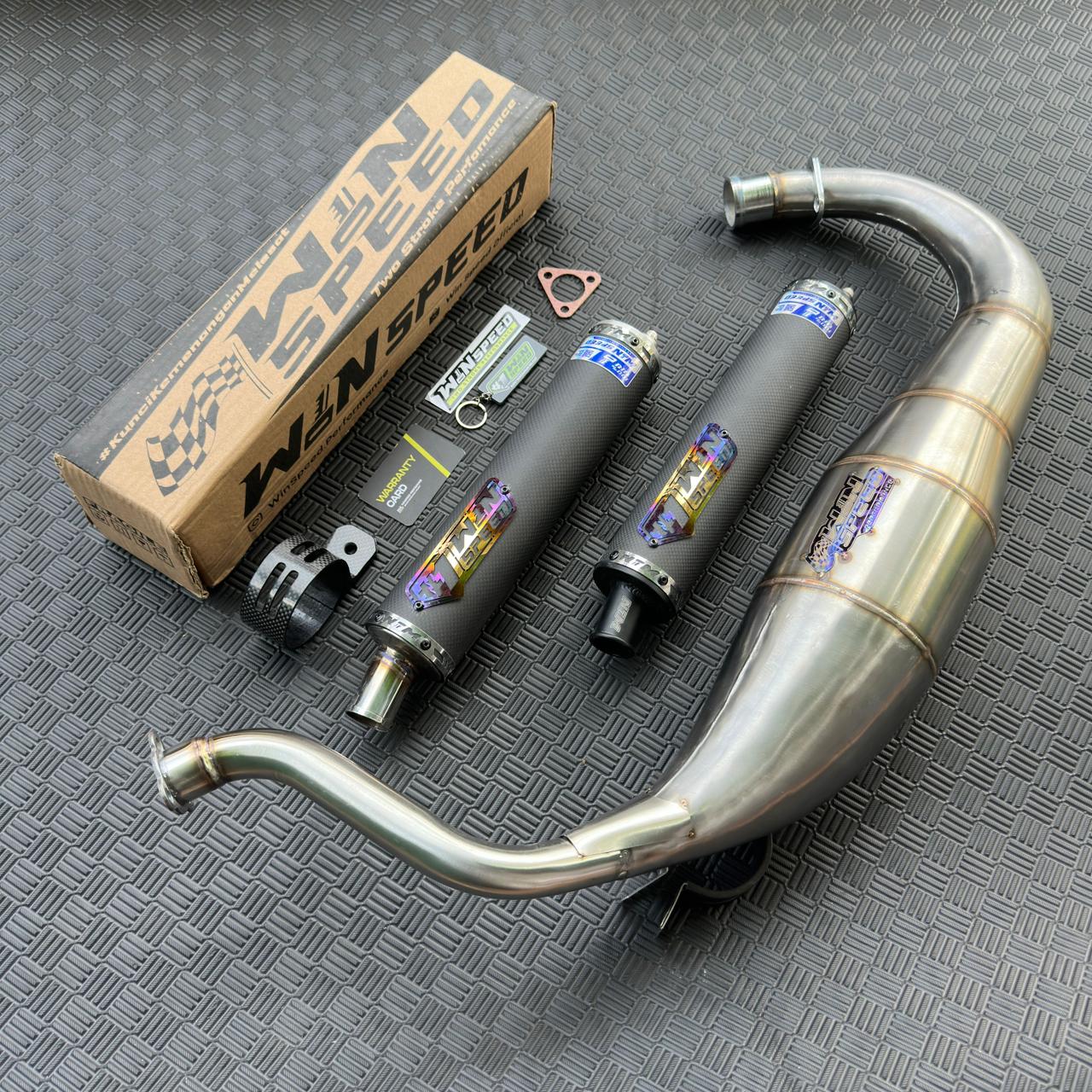 Fullsystem Silencers Carbon Plain Doff , Exhaust Chamber Super Cobra, Stainless Press , KR150, KRR150, KRR150ZX, Serpico - Image 4