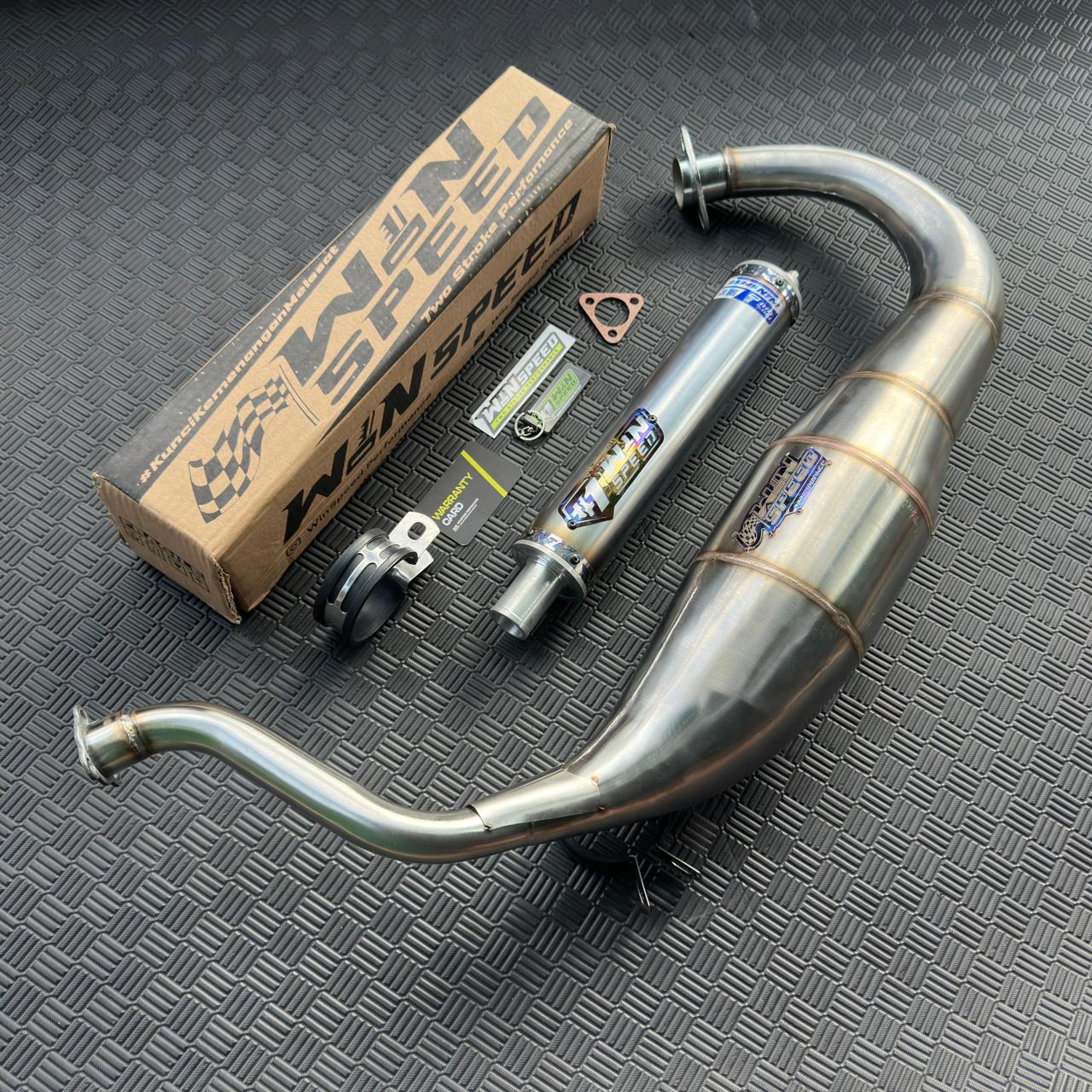 Fullsystem Silencers Stainlees Half Blue Series , Exhaust Chamber Super Cobra, Stainless Press , KR150, KRR150, KRR150ZX, Serpico - Image 4
