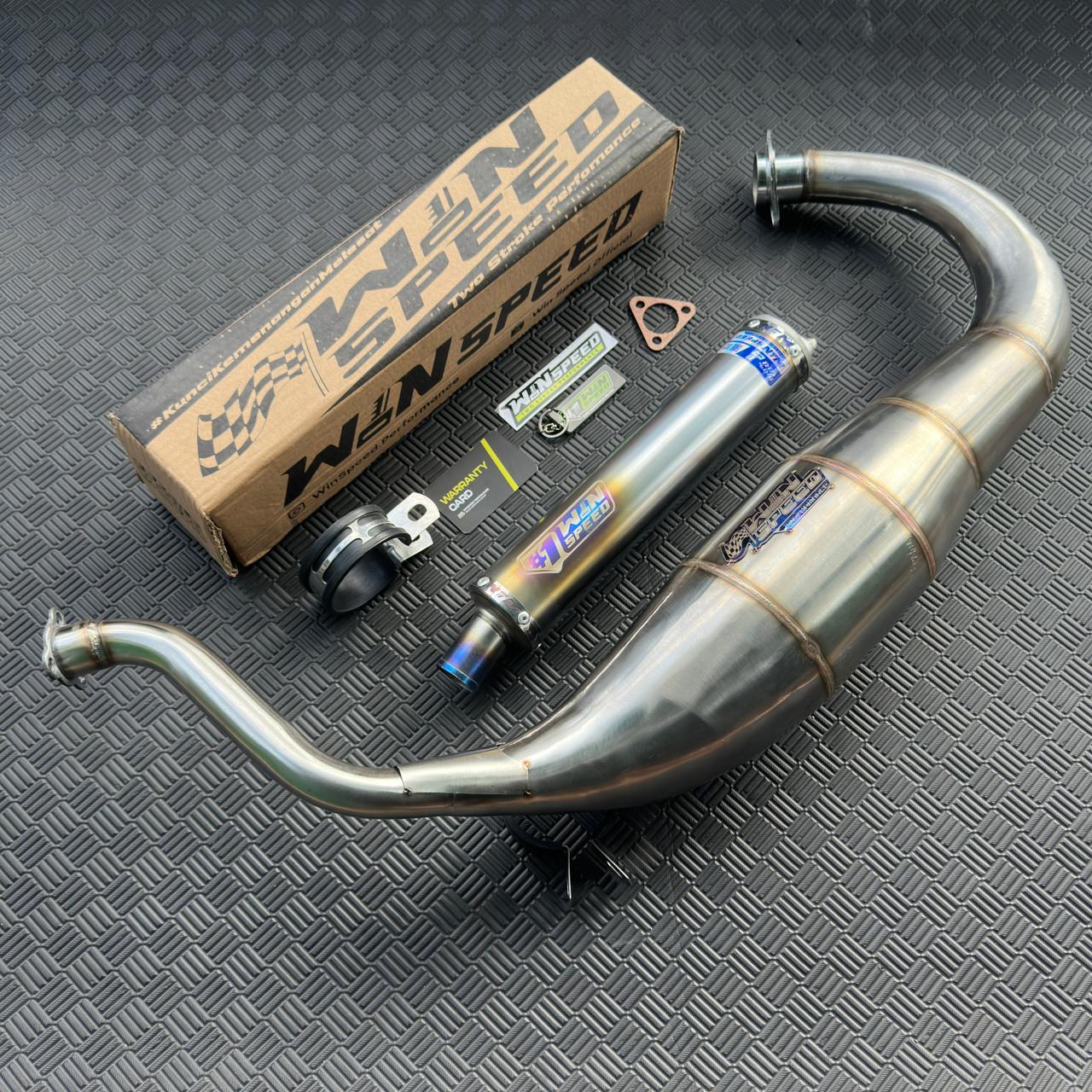 Fullsystem Silencers Stainlees Half Blue Series , Exhaust Chamber Super Cobra, Stainless Press , KR150, KRR150, KRR150ZX, Serpico - Image 2