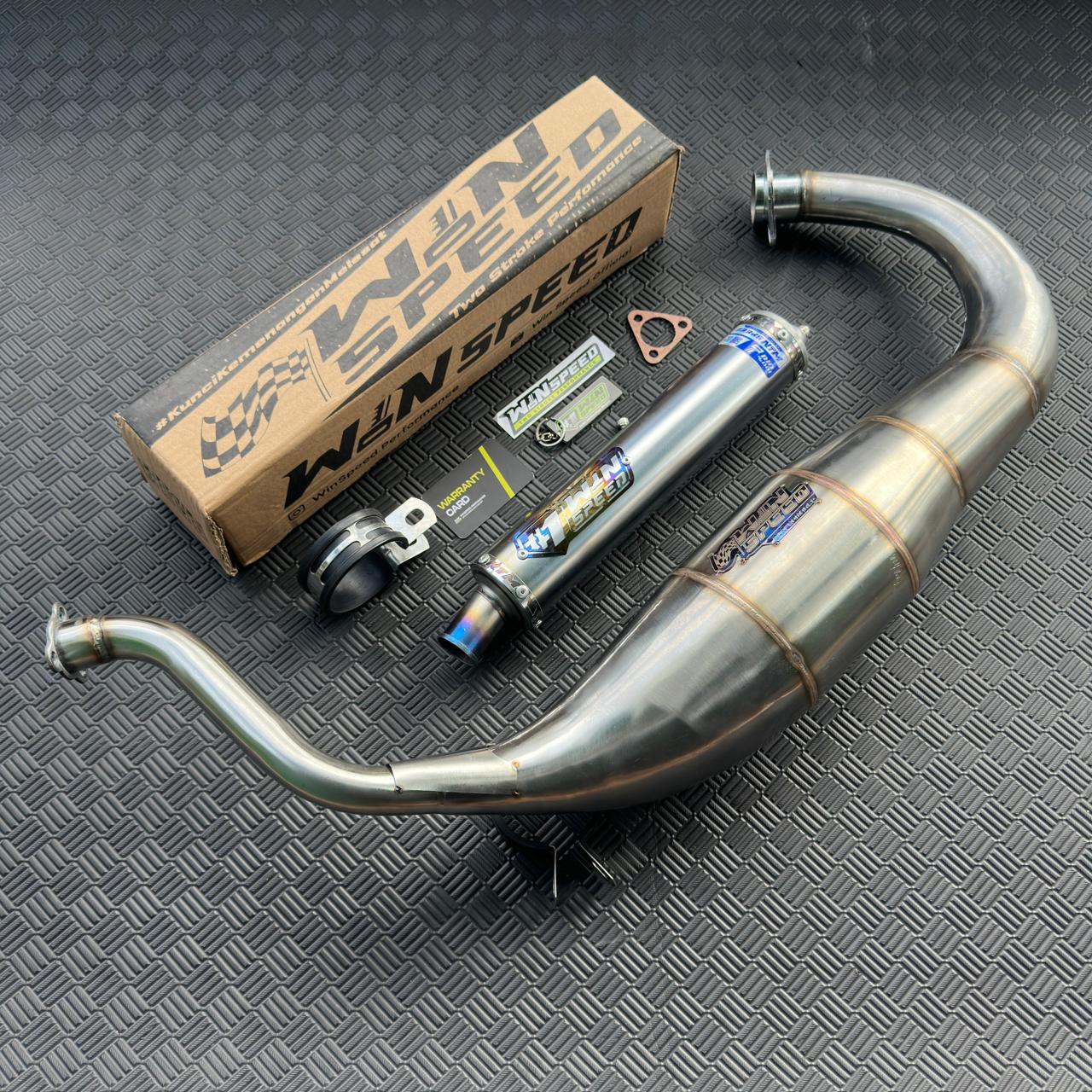 Fullsystem Silencers Stainlees Half Blue Series , Exhaust Chamber Super Cobra, Stainless Press , KR150, KRR150, KRR150ZX, Serpico - Image 3