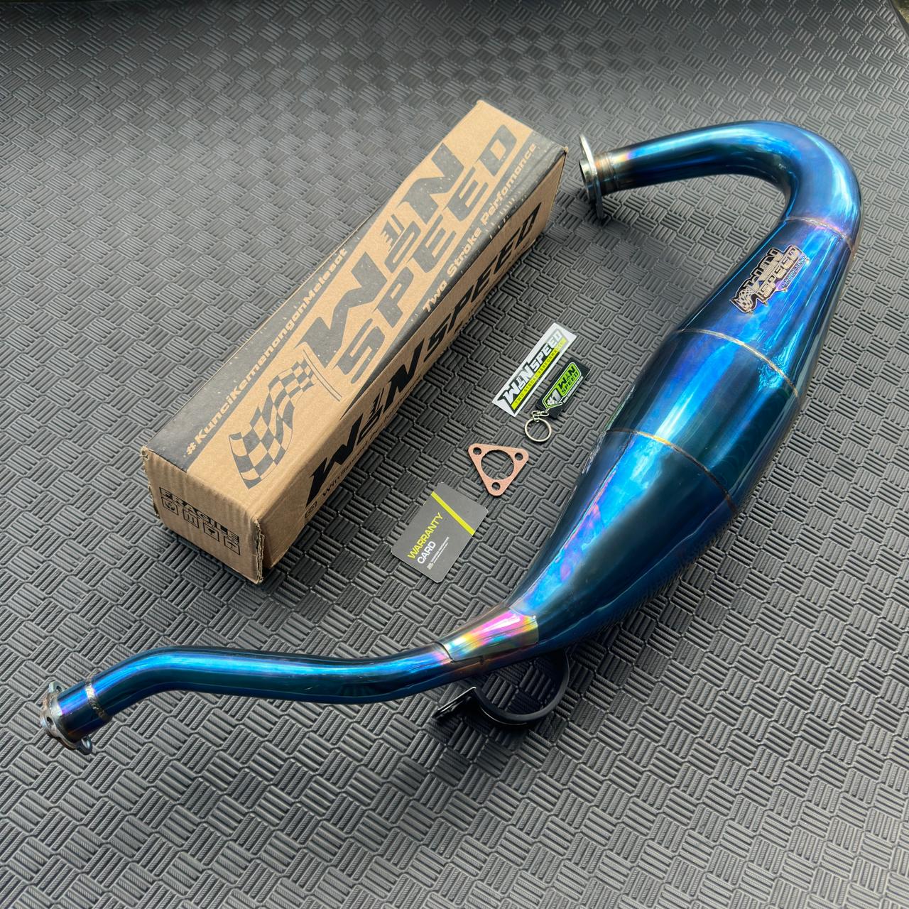 Set, Exhaust Chamber Semi Cobra / Super Cobra, Stainless Purple Blush Blue , KR150, KRR150, KRR150ZX, Serpico - Image 2
