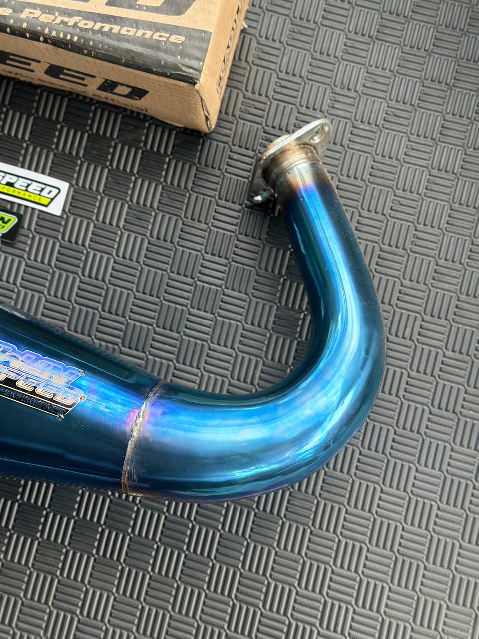 Set, Exhaust Chamber Semi Cobra / Super Cobra, Stainless Purple Blush Blue , KR150, KRR150, KRR150ZX, Serpico - Image 4