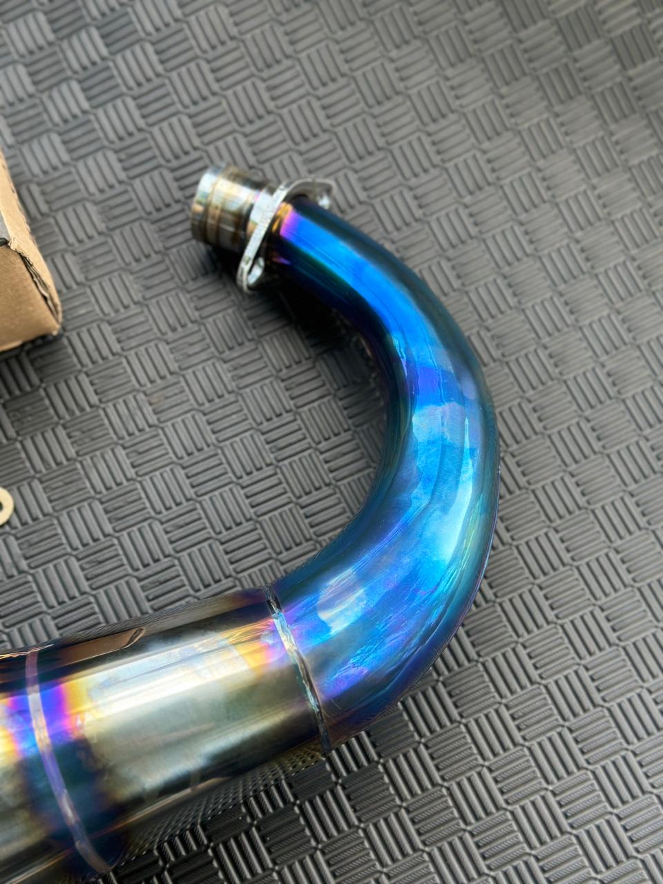 Set, Exhaust Chamber Semi Cobra / Super Cobra, Stainless Half Blue , KR150, KRR150, KRR150ZX, Serpico - Image 5