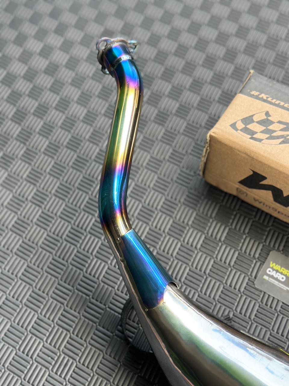 Set, Exhaust Chamber Semi Cobra / Super Cobra, Stainless Half Blue , KR150, KRR150, KRR150ZX, Serpico - Image 4
