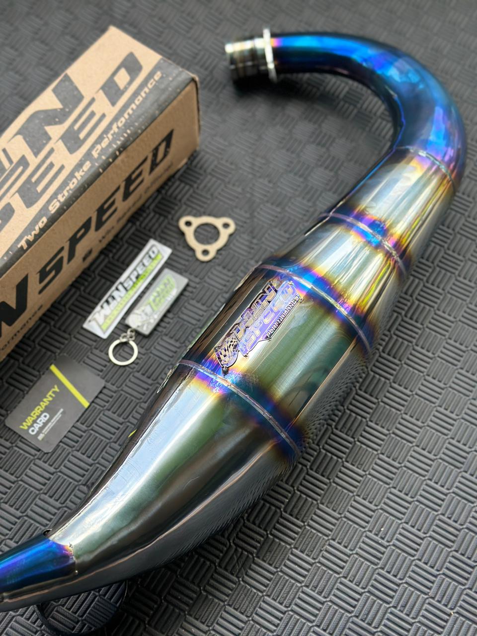Set, Exhaust Chamber Semi Cobra / Super Cobra, Stainless Half Blue , KR150, KRR150, KRR150ZX, Serpico - Image 6