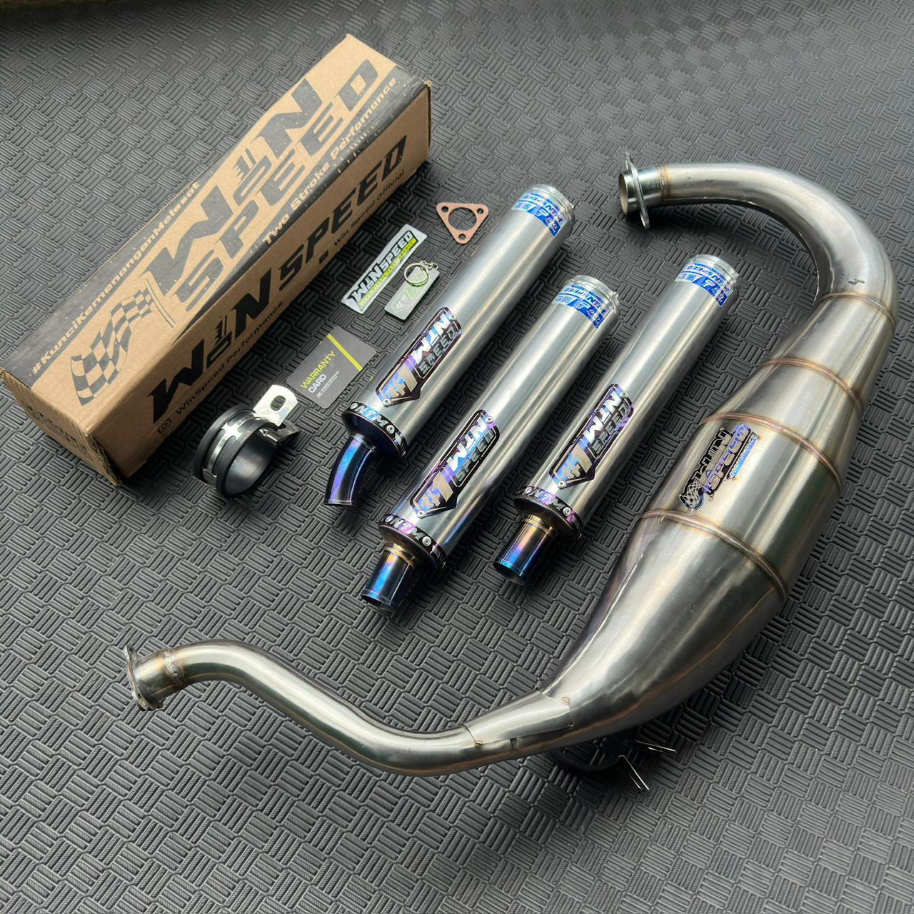 Fullsystem Silencers Polished Aluminium Logo List Stainlees Purple , Exhaust Chamber Super Cobra, Stainless Press , KR150, KRR150, KRR150ZX, Serpico - Image 2