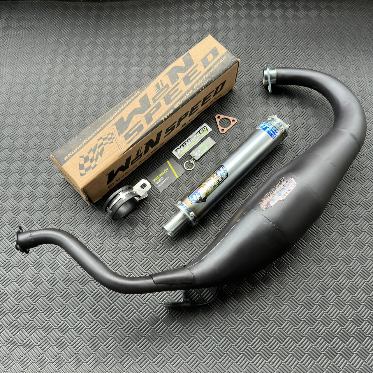 Fullsystem Silencers Stainlees Half Blue Series , Exhaust Chamber Super Cobra, Clearcoated Mild Steel Black Coating, KR150, KRR150, KRR150ZX, Serpico - Image 4
