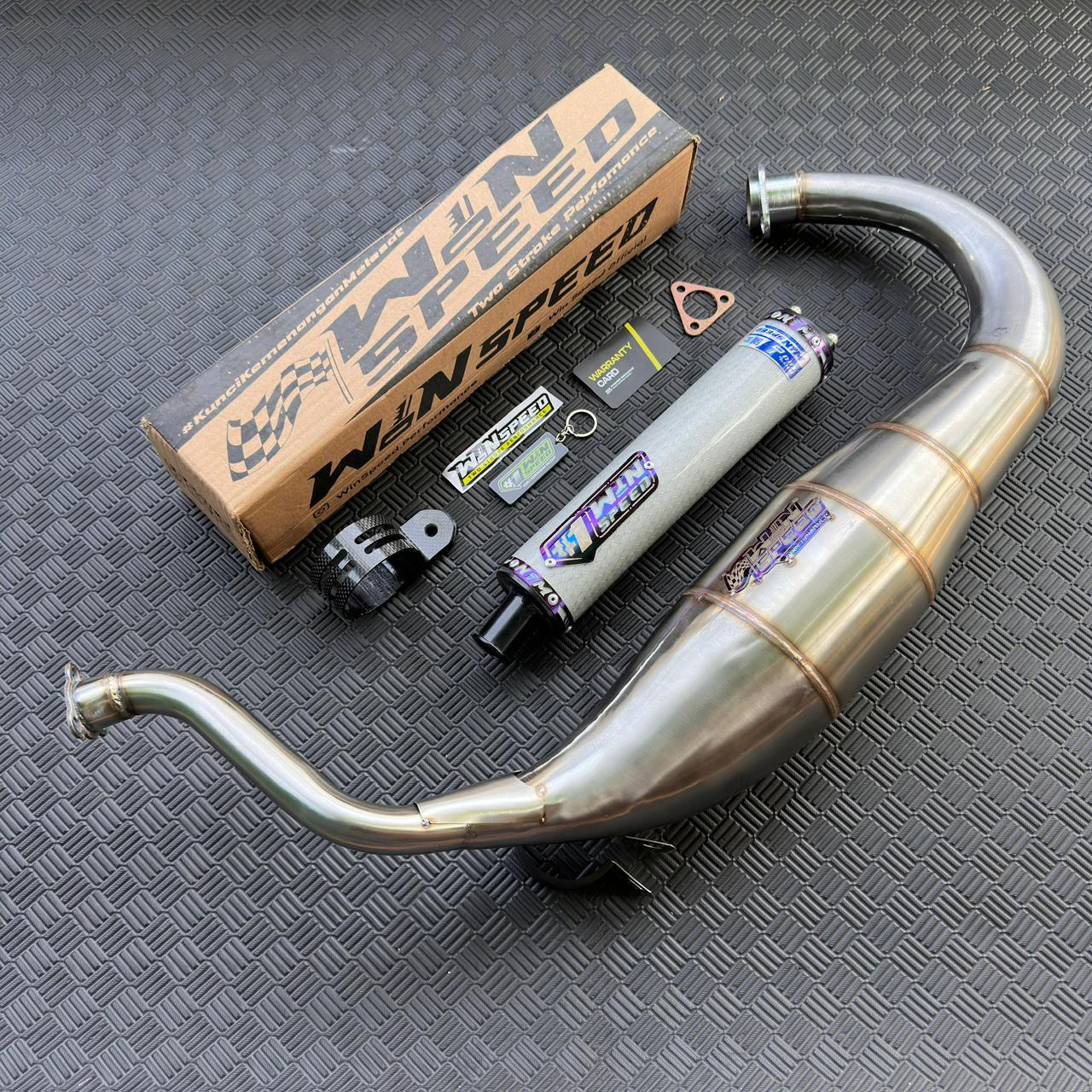 Fullsystem Silencers Carbon Hexagon Texalium Glossy , Exhaust Chamber Super Cobra, Stainless Press , KR150, KRR150, KRR150ZX, Serpico - Image 3