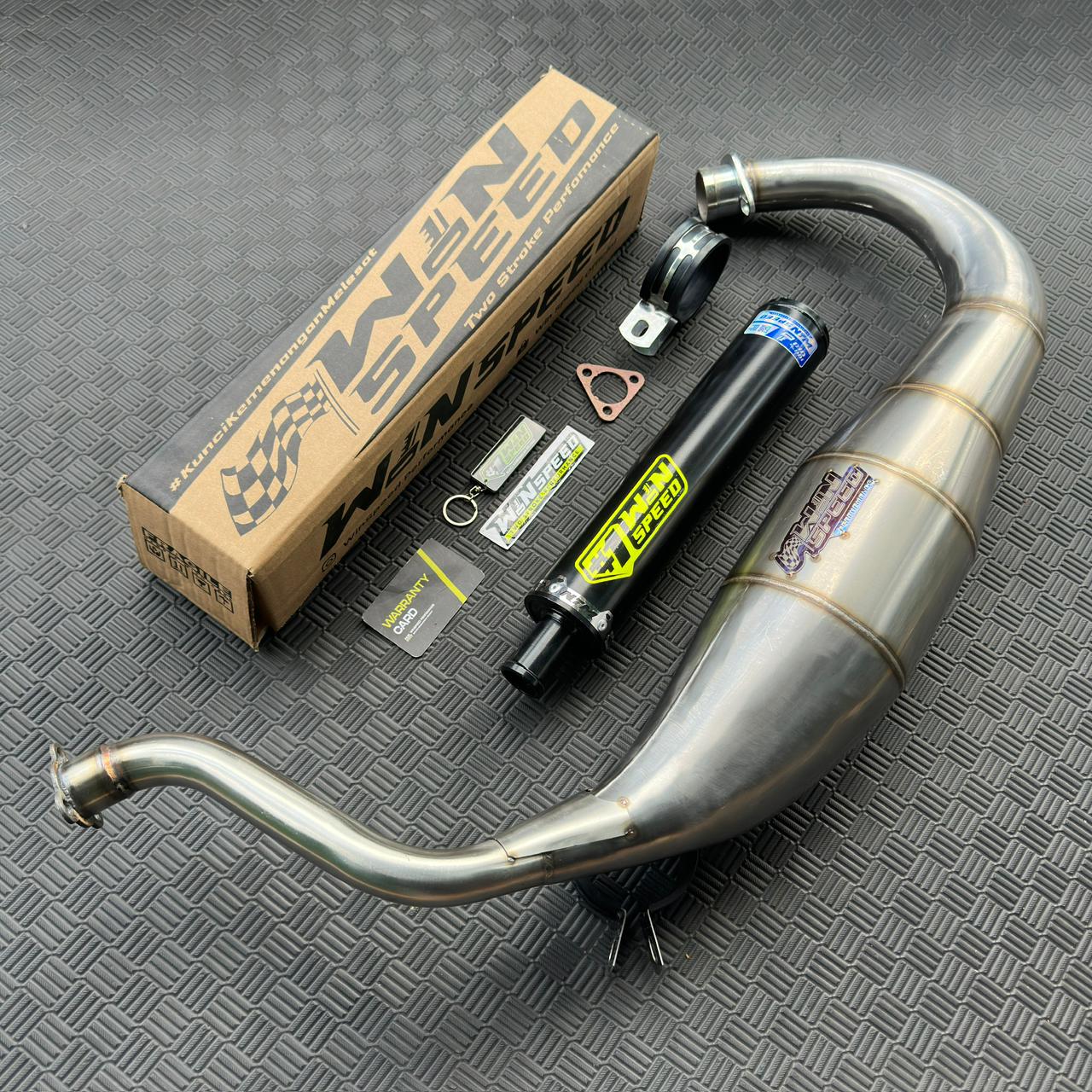 Fullsystem Silencers Alumunium Black Coating Endcaps CNC , Exhaust Chamber Super Cobra, Stainless Press , KR150, KRR150, KRR150ZX, Serpico
