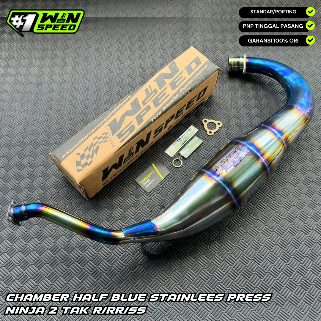 Set, Exhaust Chamber Semi Cobra / Super Cobra, Stainless Half Blue , KR150, KRR150, KRR150ZX, Serpico