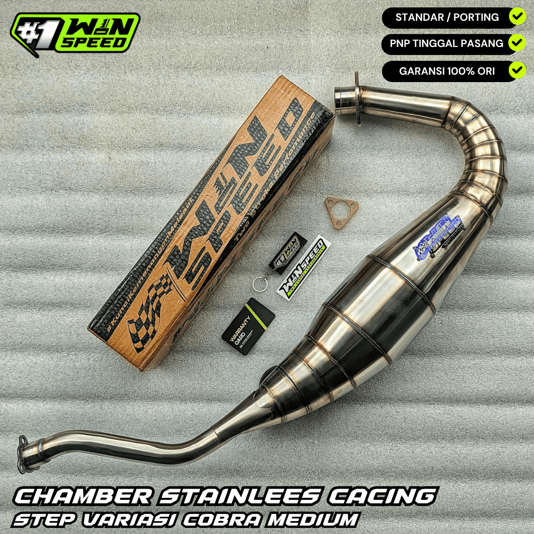 Set, Exhaust Chamber Cobra Step Variasi, worm welded stainless steel , KR150, KRR150, KRR150ZX, Serpico