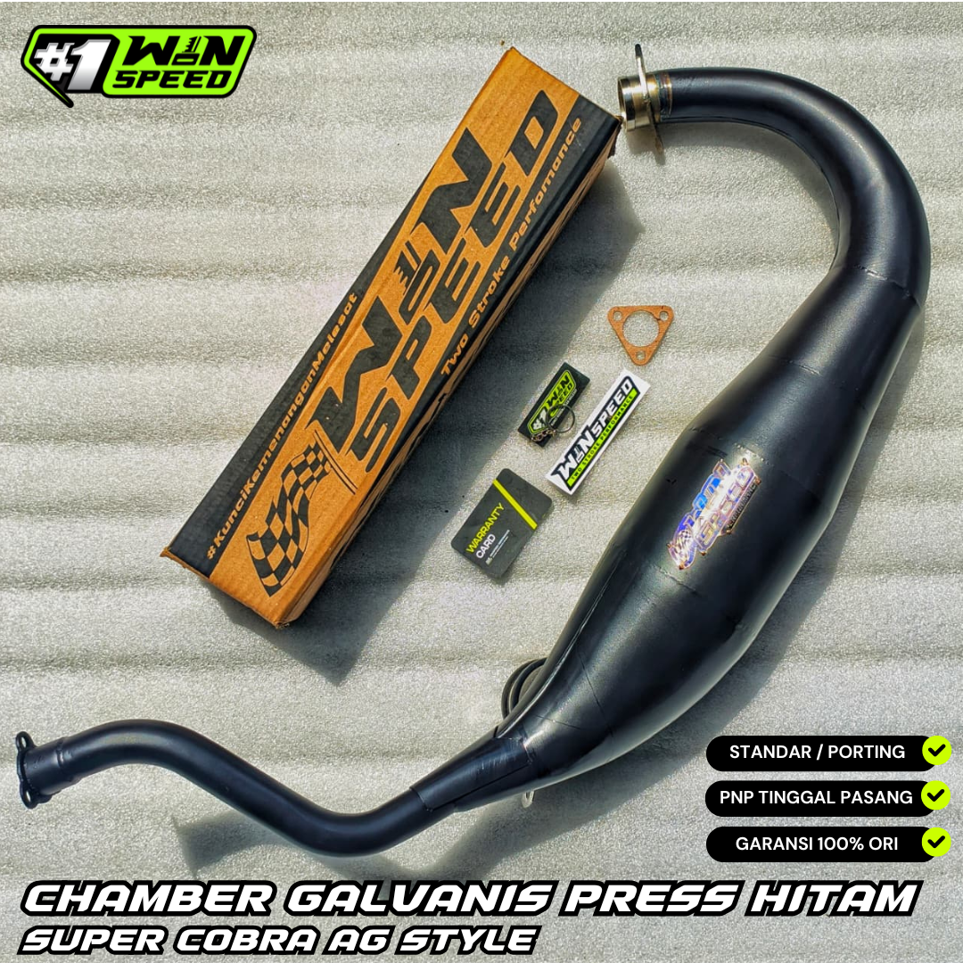 Set, Exhaust Chamber Super Cobra, Clearcoated mild steel black coating , KR150, KRR150, KRR150ZX, Serpico