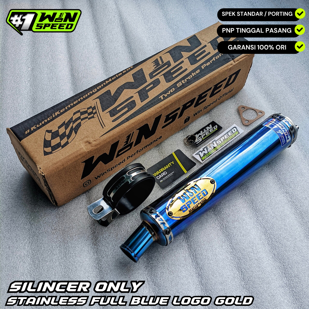 SILENCERS STAINLEES FULL BLUE LOGO STAINLES GOLD
