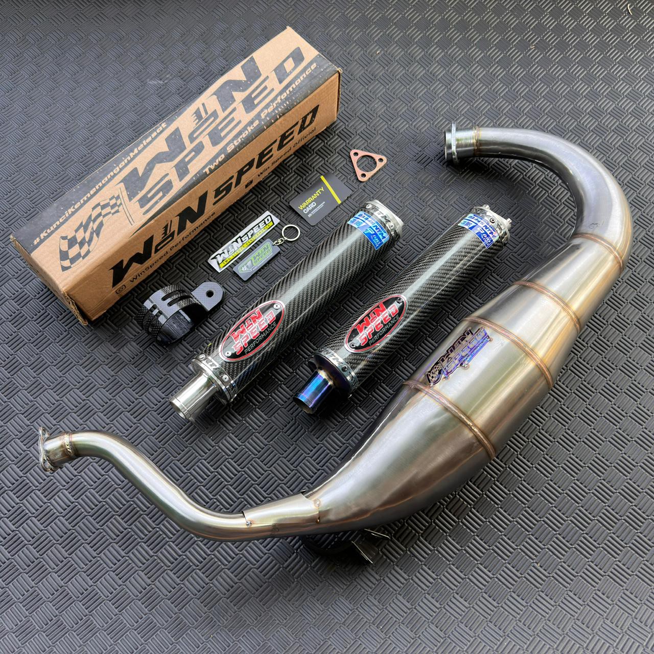 Fullsystem Silencers Carbon Twill Series , Exhaust Chamber Super Cobra, Stainless Press , KR150, KRR150, KRR150ZX, Serpico