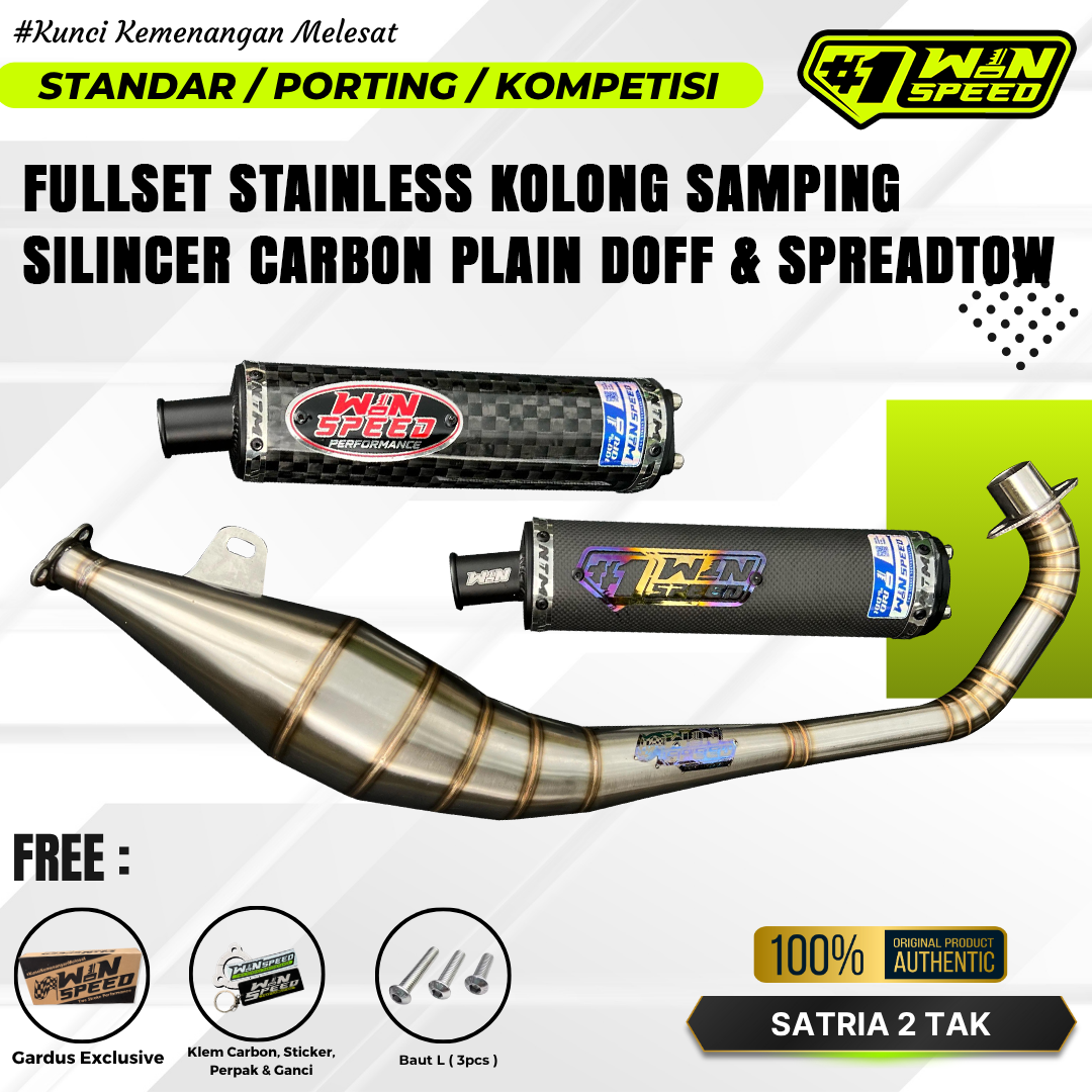Fullsystem Silencers Carbon Spreadtow & Plain Doff , Exhaust Chamber Stainless Side Model , SATRIA 2 STROKE