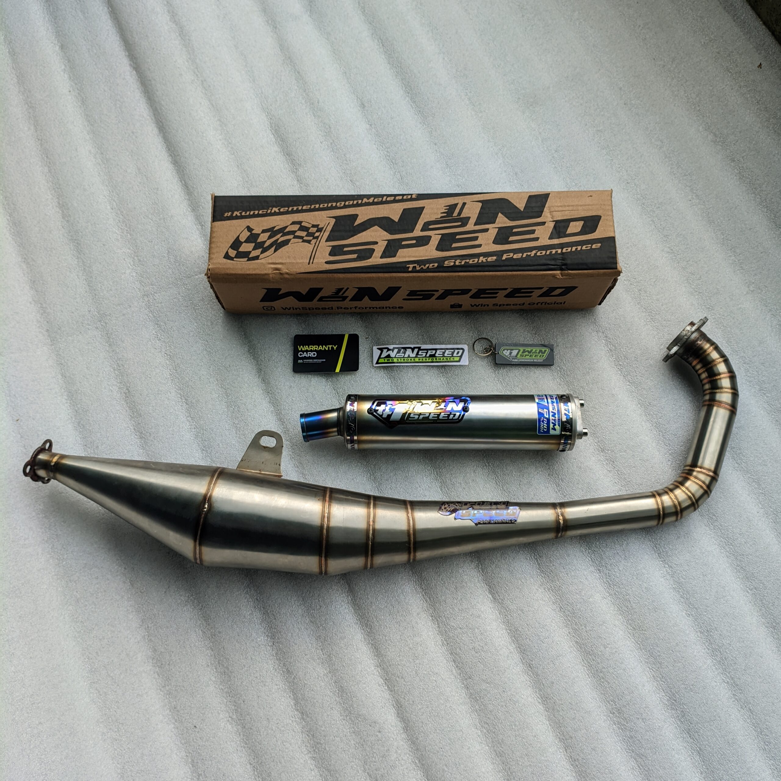 Fullsystem Silencer Stainless Half Blue, Exhaust Chamber Stainless undercarriage model , YAMAHA 125z,125zr - Image 2