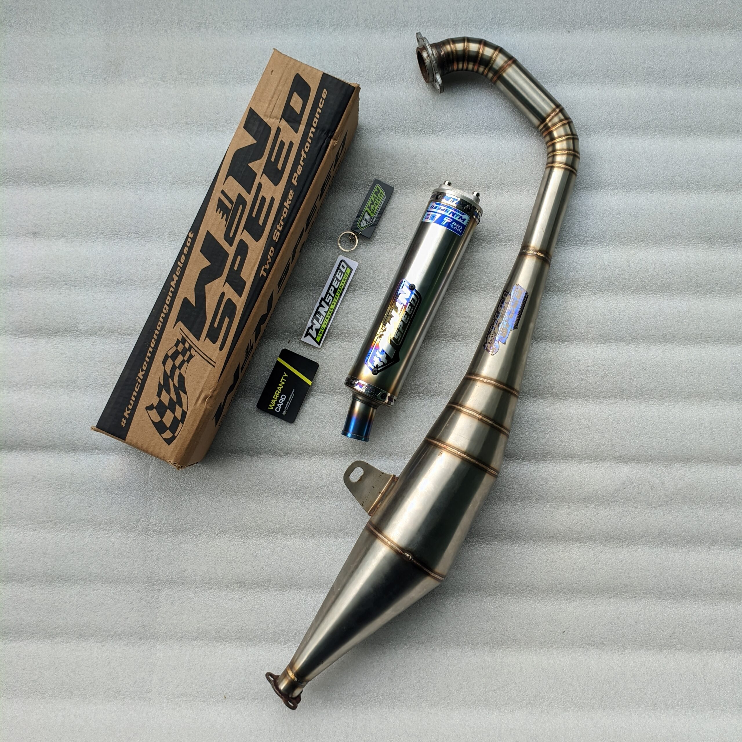 Fullsystem Silencer Stainless Half Blue, Exhaust Chamber Stainless undercarriage model , YAMAHA 125z,125zr