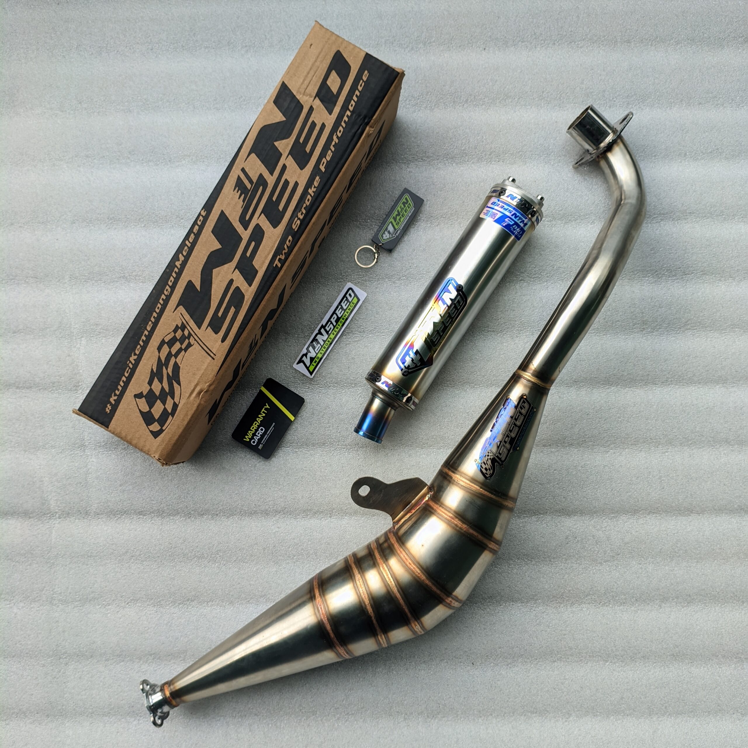 Fullsystem Silencer Stainless Half Blue , Exhaust Chamber Stainless BM POWER Side Model , YAMAHA F1ZR, F1Z, FORCE ONE