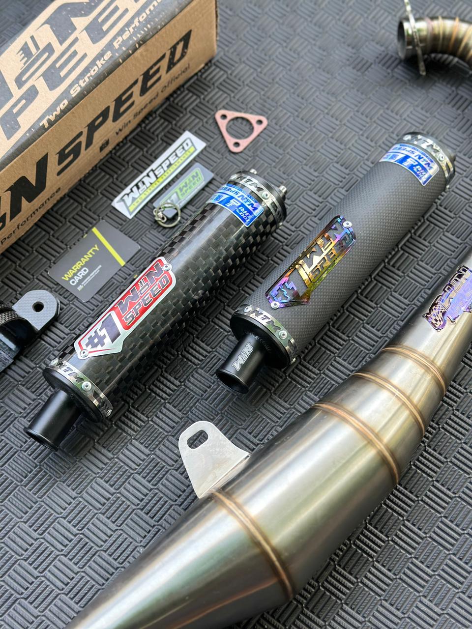 Fullsystem Silencer Carbon Plain Doff & Spreadtow, Exhaust Chamber Stainless undercarriage model , YAMAHA 125z,125zr - Image 2