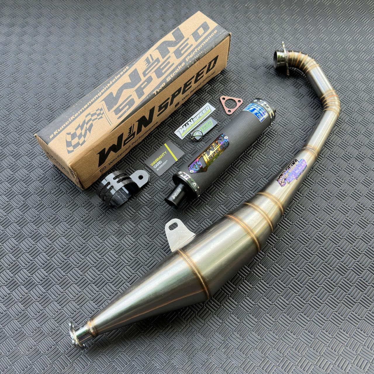 Fullsystem Silencer Carbon Plain Doff & Spreadtow, Exhaust Chamber Stainless undercarriage model , YAMAHA 125z,125zr - Image 5