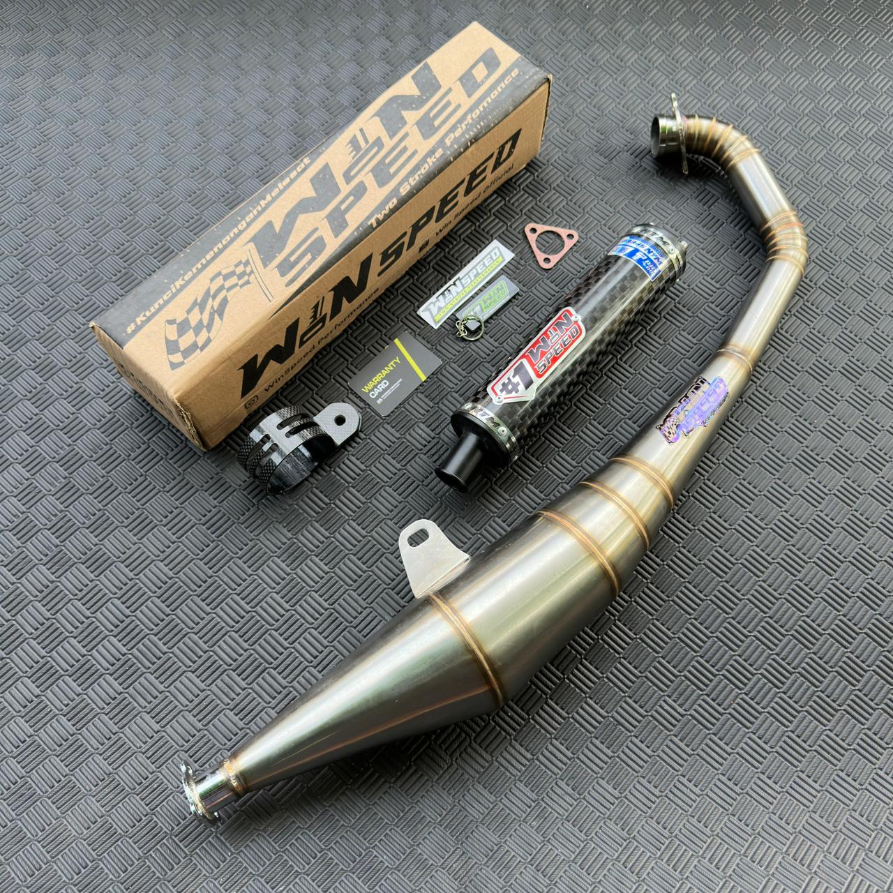 Fullsystem Silencer Carbon Plain Doff & Spreadtow, Exhaust Chamber Stainless undercarriage model , YAMAHA 125z,125zr - Image 4