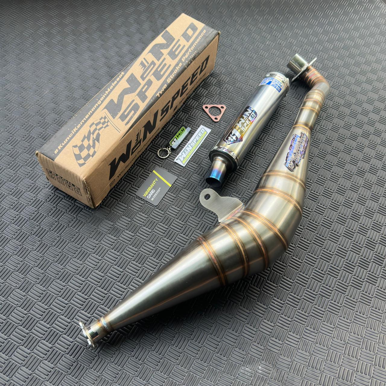 Fullsystem Silencer Stainless Half Blue , Exhaust Chamber Stainless BM POWER Side Model , YAMAHA F1ZR, F1Z, FORCE ONE - Image 2