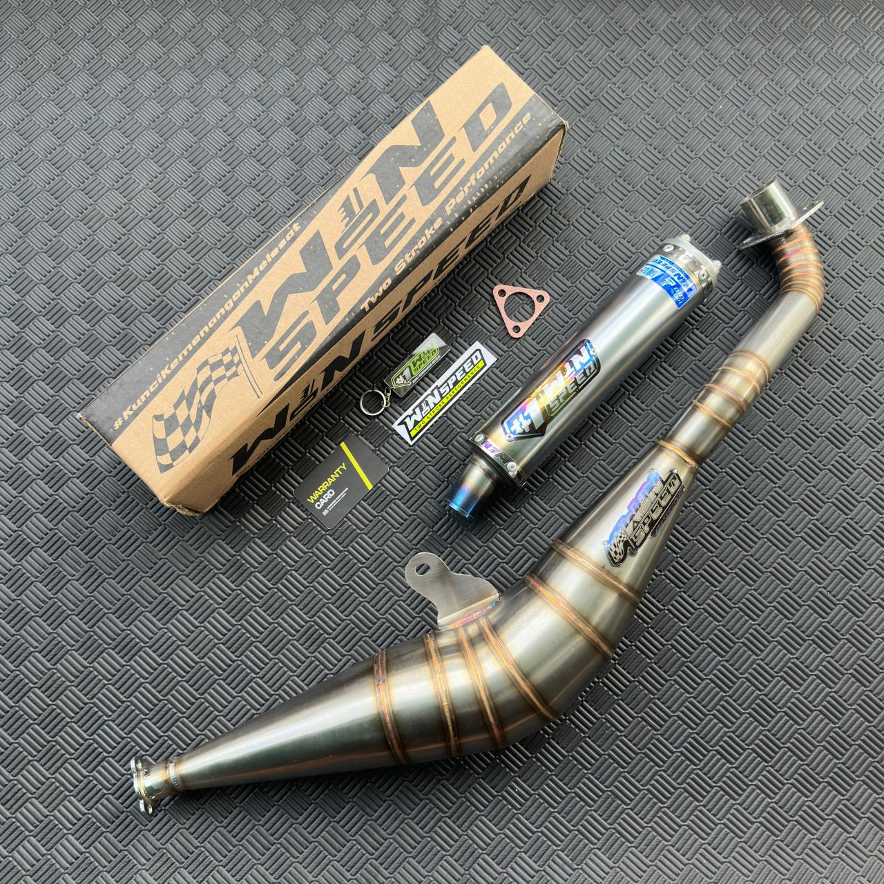 Fullsystem Silencer Stainless Half Blue , Exhaust Chamber Stainless BM POWER Side Model , YAMAHA F1ZR, F1Z, FORCE ONE - Image 3