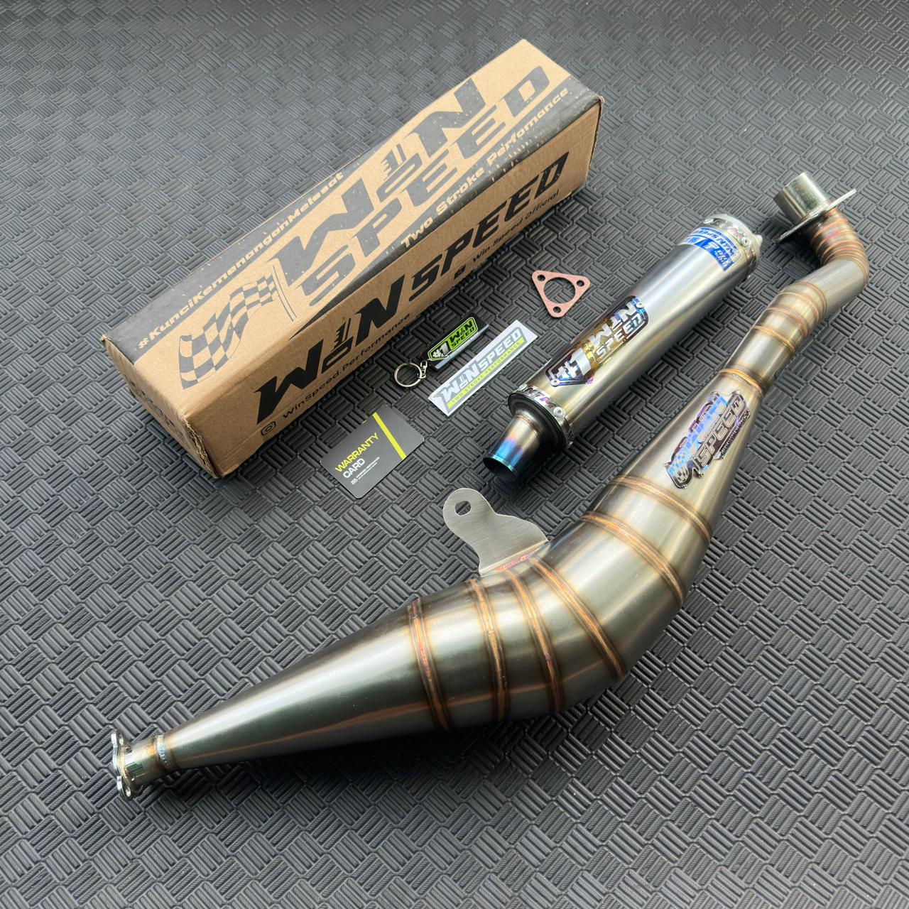 Fullsystem Silencer Stainless Half Blue , Exhaust Chamber Stainless BM POWER Side Model , YAMAHA F1ZR, F1Z, FORCE ONE - Image 4