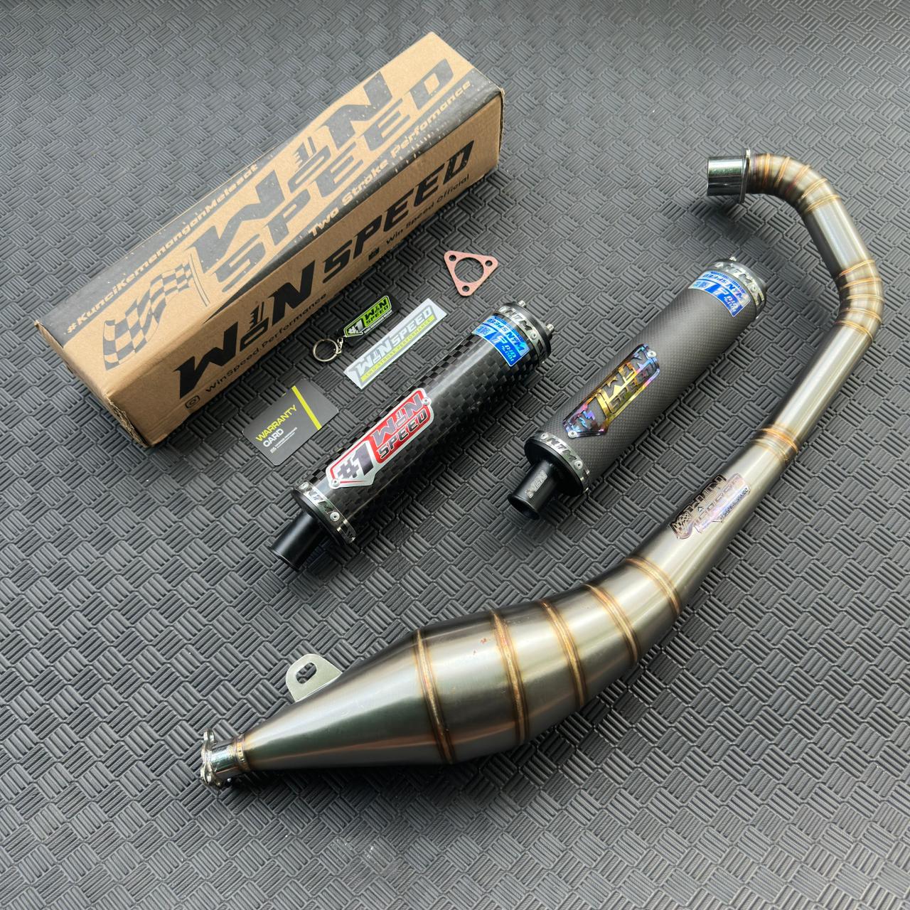 Fullsystem Silencers Carbon Spreadtow & Plain Doff , Exhaust Chamber Stainless Side Model , SATRIA 2 STROKE - Image 2
