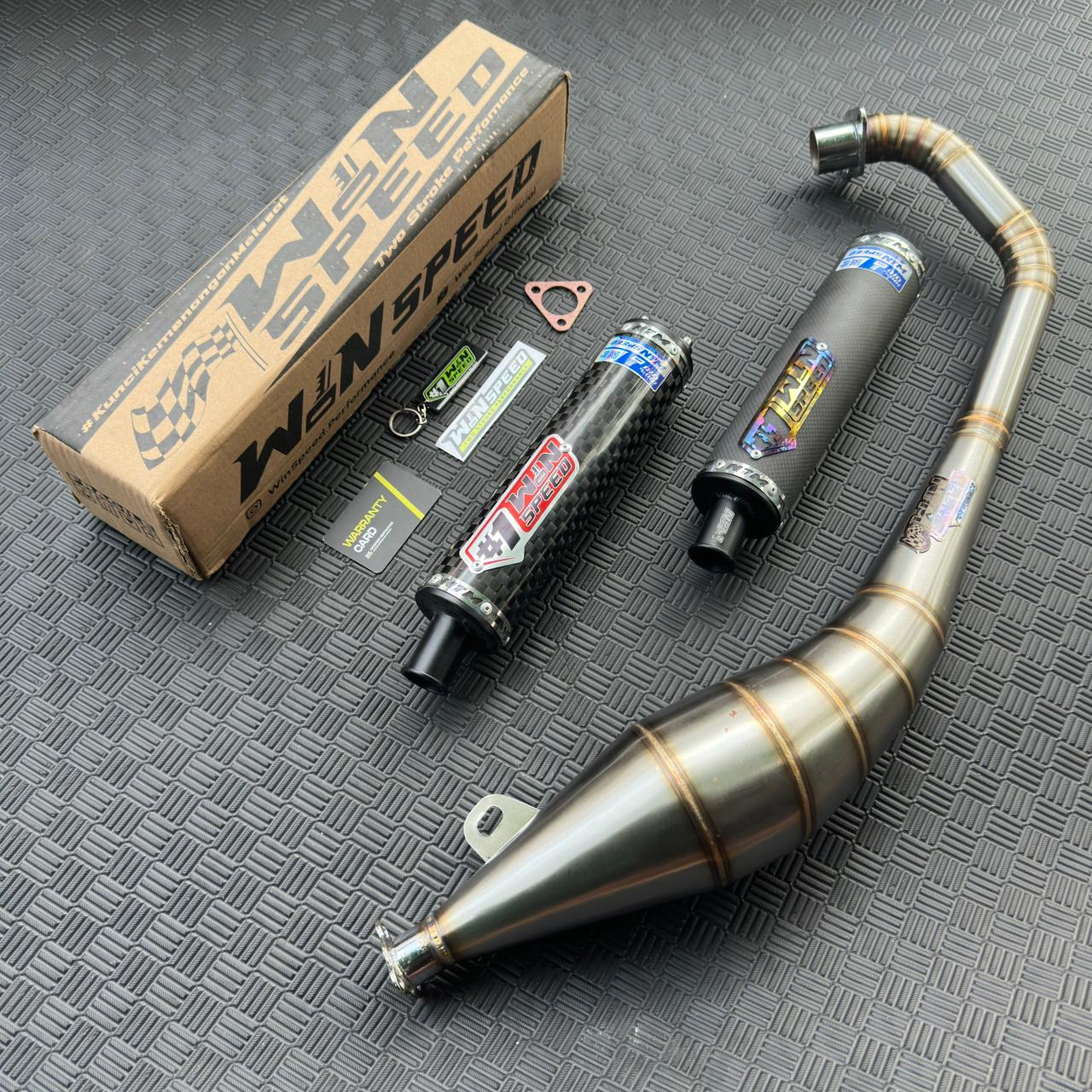 Fullsystem Silencers Carbon Spreadtow & Plain Doff , Exhaust Chamber Stainless Side Model , SATRIA 2 STROKE - Image 3