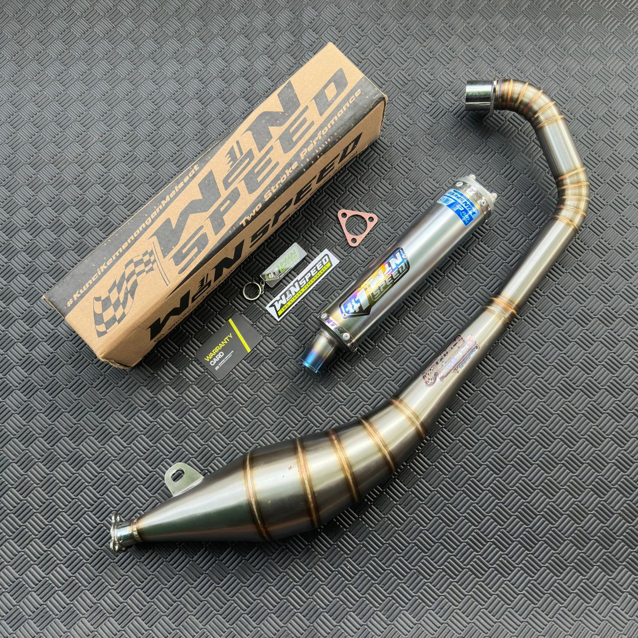 Fullsystem Silencers Stainless Half Blue , Exhaust Chamber Stainless Side Model , Satria 2tak Hiu/Lumba/RGV/RGX - Image 3