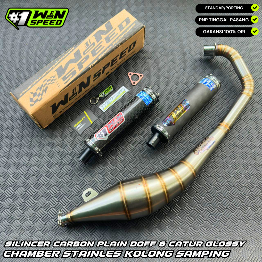 Fullsystem Silencers Carbon Spreadtow & Plain Doff , Exhaust Chamber Stainless Side Model , SATRIA 2 STROKE