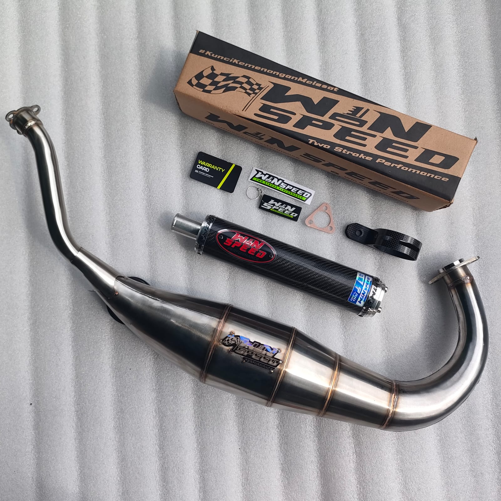 Fullsystem Silencers Carbon Twill Series , Exhaust Chamber Cobra Medium, Stainless Press , KR150, KRR150, KRR150ZX, Serpico - Image 3