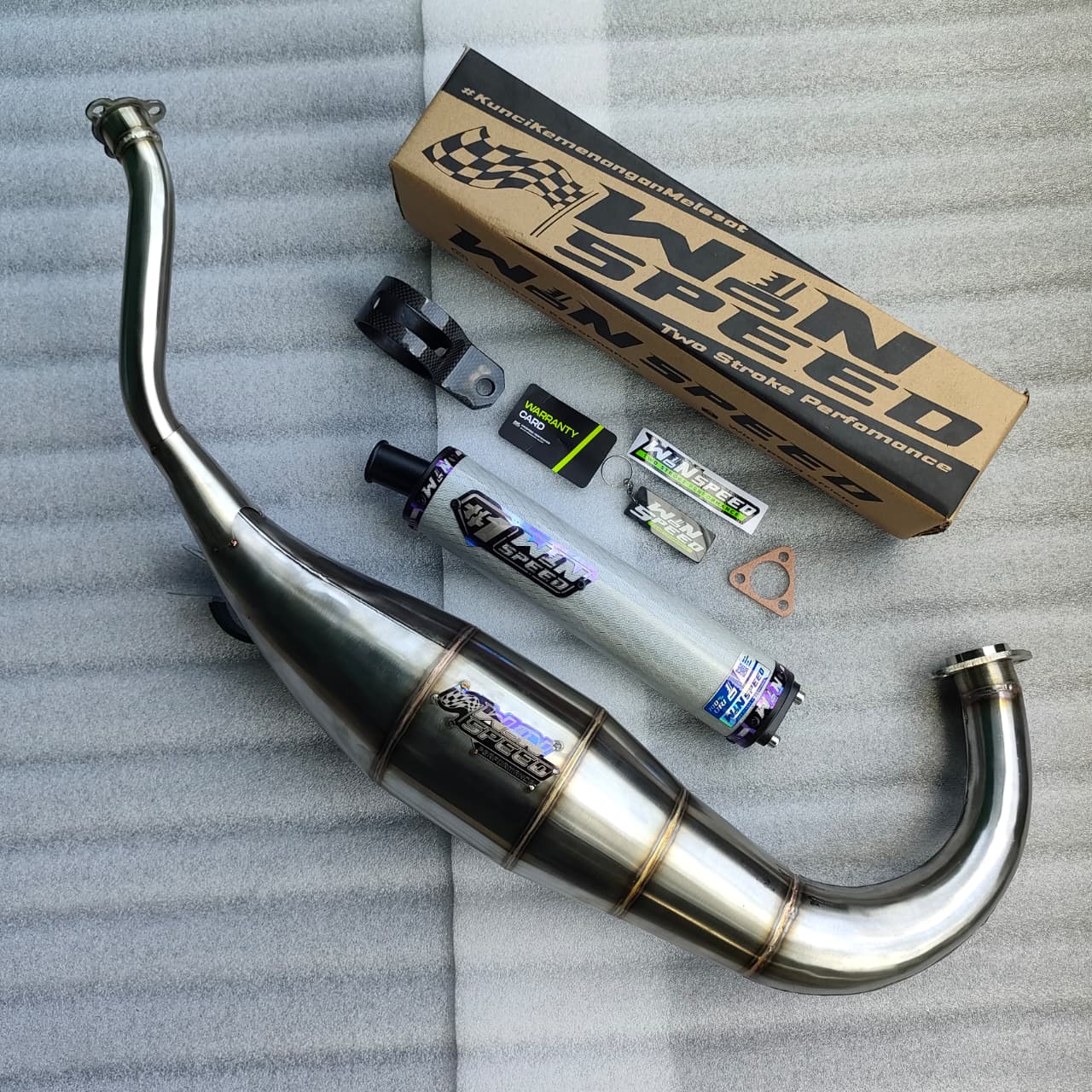 Fullsystem Silencers Carbon Hexagon Texalium Glossy , Exhaust Chamber Cobra Medium, Stainless Press , KR150, KRR150, KRR150ZX, Serpico - Image 2