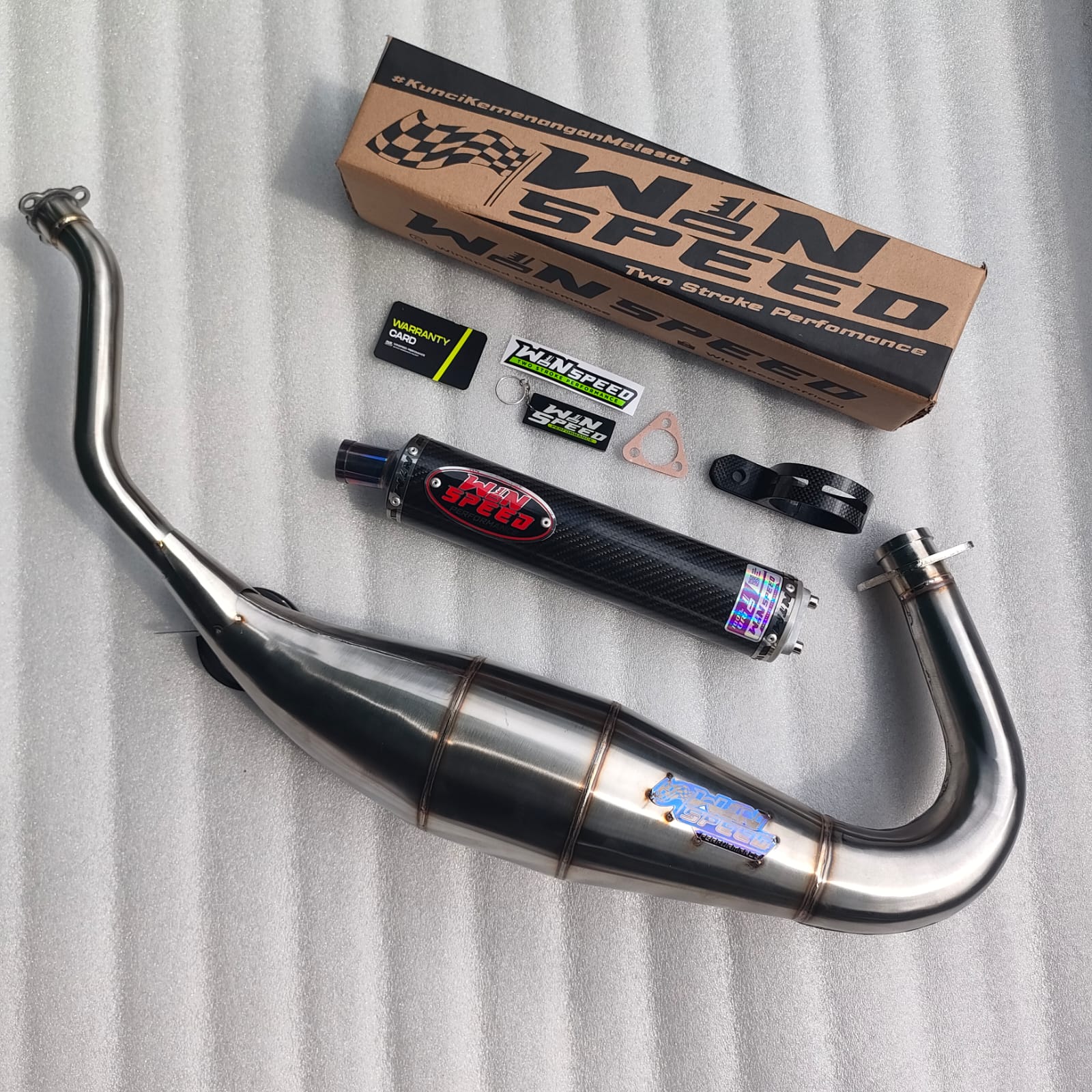 Fullsystem Silencers Carbon Twill Series , Exhaust Chamber Cobra Medium, Stainless Press , KR150, KRR150, KRR150ZX, Serpico - Image 4