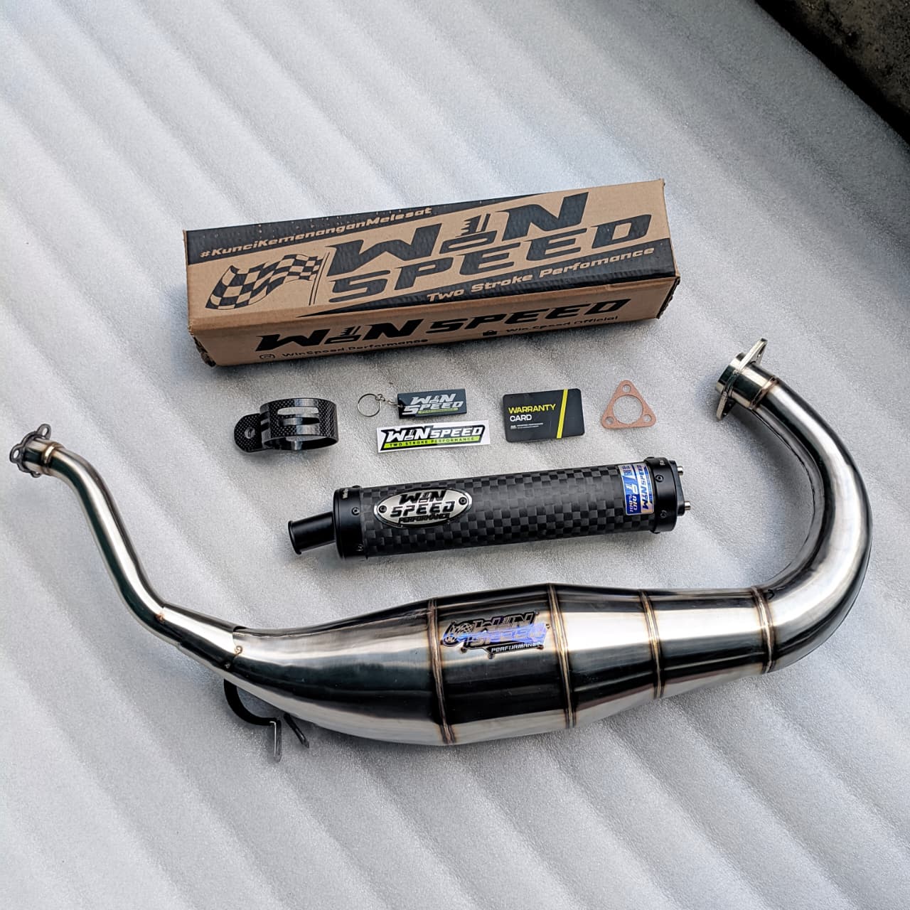 Fullsystem Silencers Carbon Spreadtow ENDCAP CNC , Exhaust Chamber Cobra Medium, Stainless Press , KR150, KRR150, KRR150ZX, Serpico - Image 3