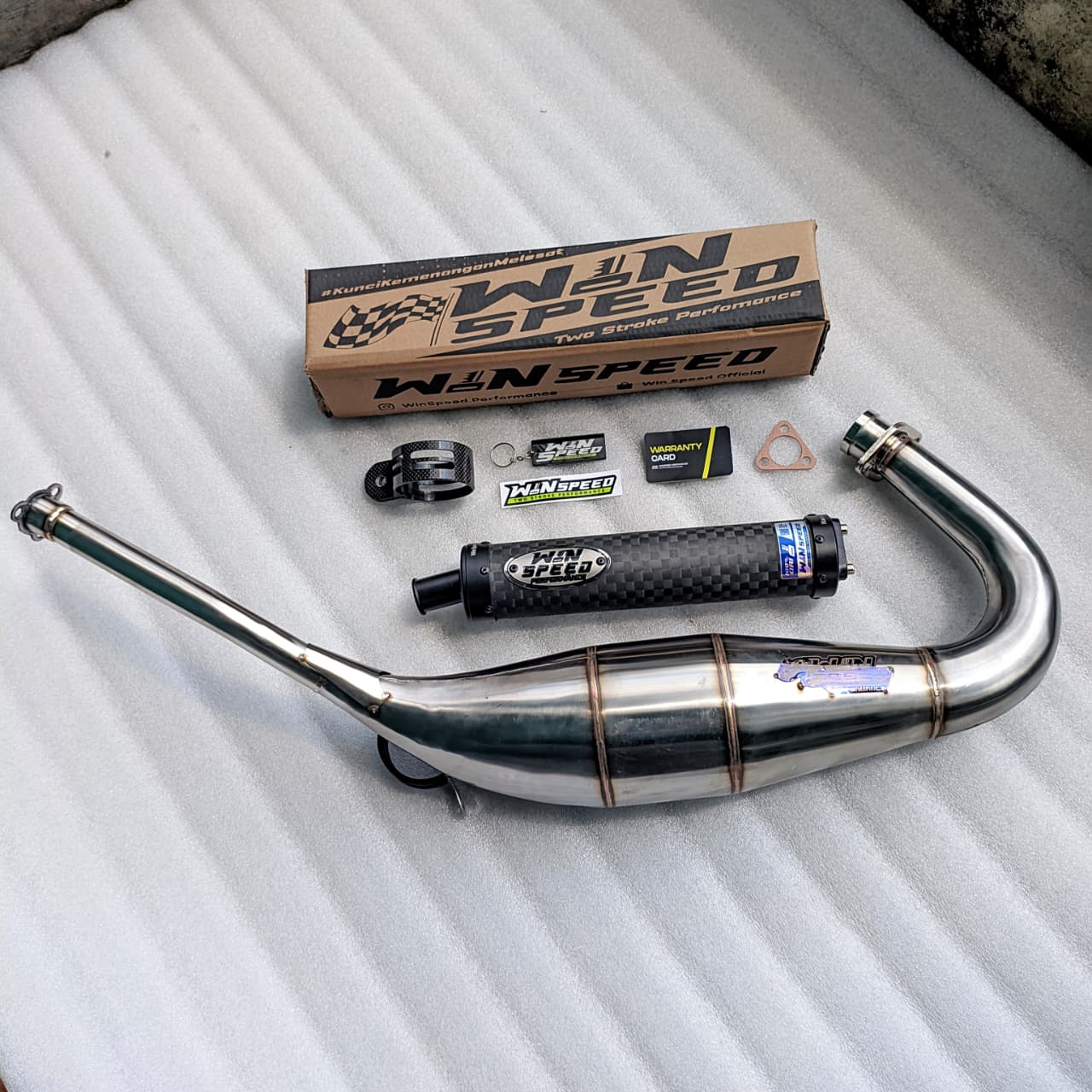 Fullsystem Silencers Carbon Spreadtow ENDCAP CNC , Exhaust Chamber Step Standar, Stainless Press , KR150, KRR150, KRR150ZX, Serpico - Image 4