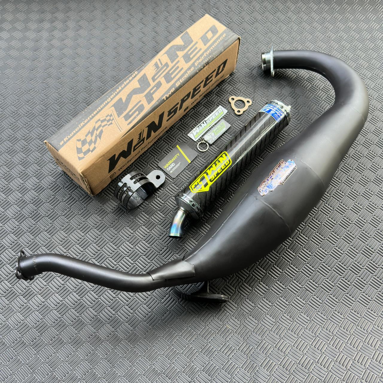 Fullsystem Silencers Carbon Jaguar & Lightning , Exhaust Chamber Cobra Medium, Clearcoated Mild Steel Black Coating, KR150, KRR150, KRR150ZX, Serpico - Image 2