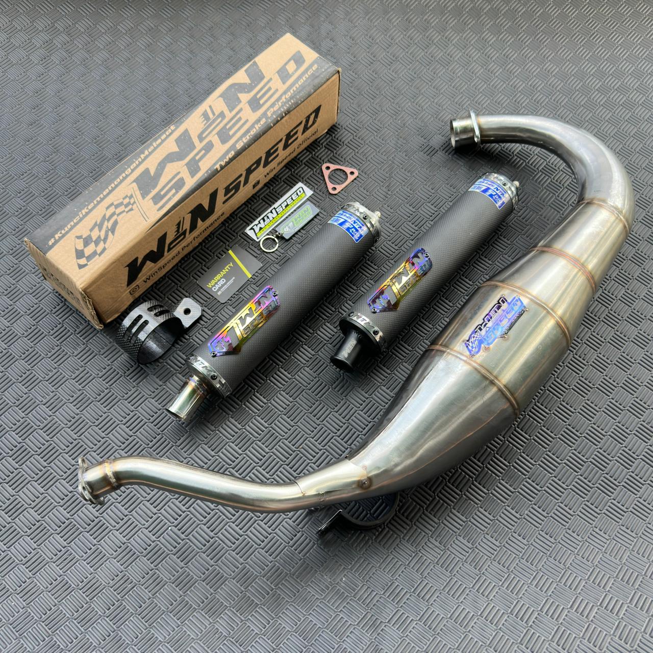 Fullsystem Silencers Carbon Plain Doff , Exhaust Chamber Cobra Medium Stainless Press , KR150, KRR150, KRR150ZX, Serpico - Image 4
