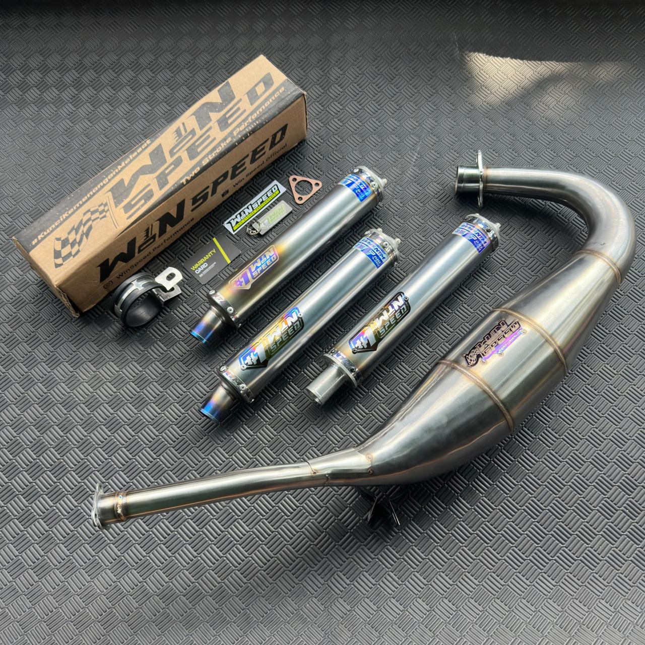 Fullsystem Silencers Stainlees Half Blue Series , Exhaust Chamber Step Standar, Stainless Press , KR150, KRR150, KRR150ZX, Serpico - Image 5