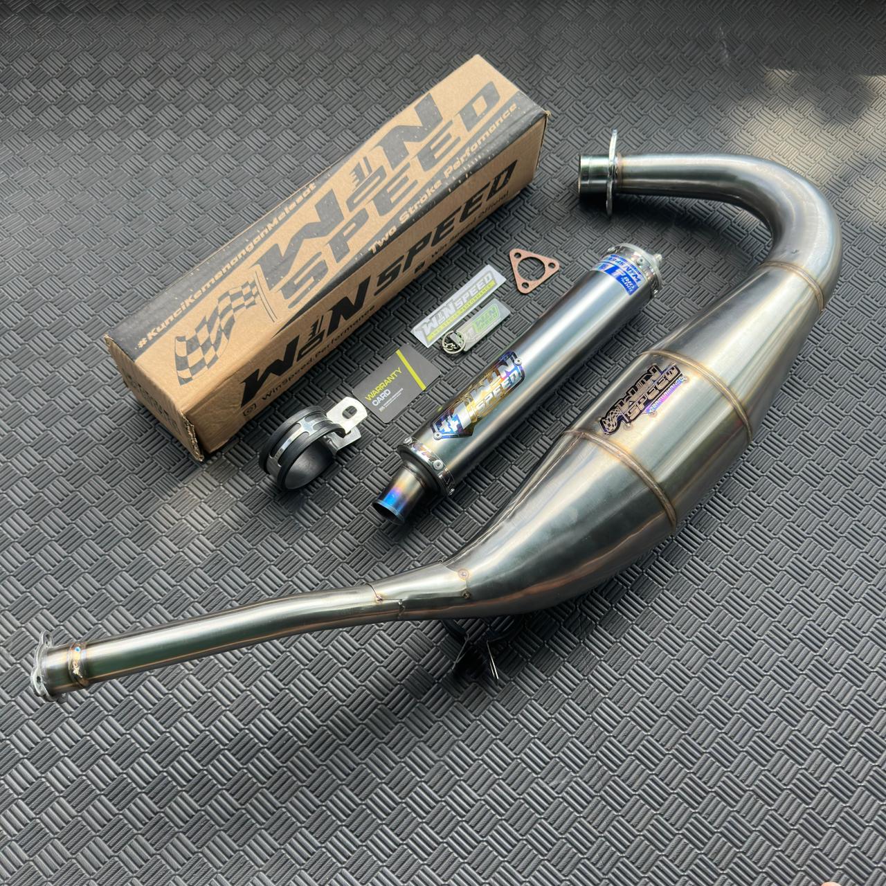 Fullsystem Silencers Stainlees Half Blue Series , Exhaust Chamber Step Standar, Stainless Press , KR150, KRR150, KRR150ZX, Serpico - Image 3