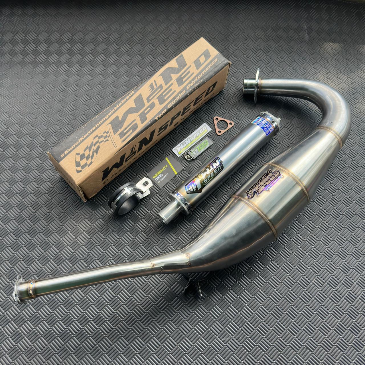 Fullsystem Silencers Stainlees Half Blue Series , Exhaust Chamber Step Standar, Stainless Press , KR150, KRR150, KRR150ZX, Serpico - Image 2