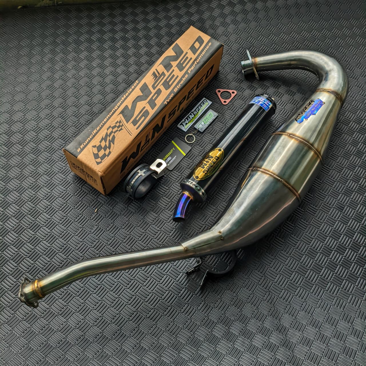 Fullsystem Silencers Alumunium Logo Stainless Gold , Exhaust Chamber Standar, Stainless Press , KR150, KRR150, KRR150ZX, Serpico - Image 3