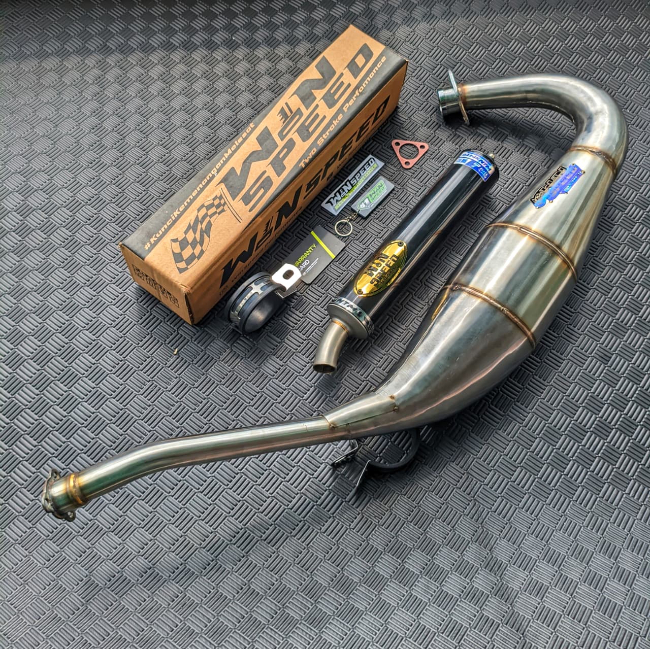 Fullsystem Silencers Alumunium Logo Stainless Gold , Exhaust Chamber Standar, Stainless Press , KR150, KRR150, KRR150ZX, Serpico - Image 4